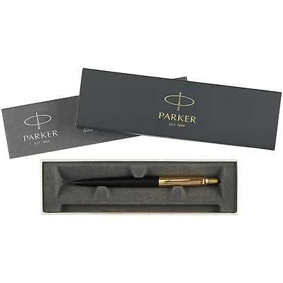 Ручка подарочная шариковая синяя, Jotter Premium Bond Street Black GT, Parker - фото 2