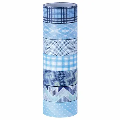 Клейкие WASHI-ленты д/декора Оттенки синего, 15мм*3м, 7цв, рисовая бумага, ОСТРОВ СОКРОВИЩ, 661703 - фото 1
