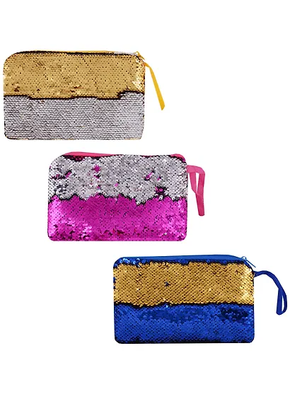 Косметичка-кошелек с пайетками на молнии (20х14) (текстиль) - фото 2