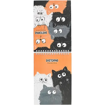 Скетчбук А4 80л "Смешные котики" белый офсет, 120г/м2, тв.обложка, спираль - фото 3