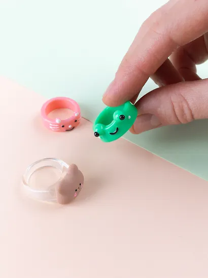 Набор Колечко Лягушка (ПВХ) (Размер 17) (202303-5)+Колечко Медвежонок (ПВХ) (Размер 17) (202303-1)+Колечко Котик (ПВХ) (Размер 17) (202303-6) - фото 10