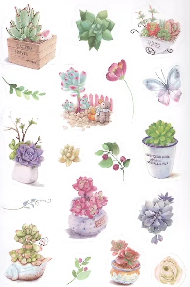 Наклейки PVC  Watercolor, 6 листов - фото 5