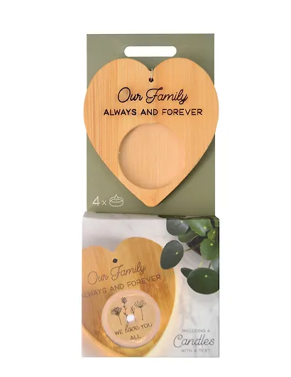 Набор чайных свечей с подсвечником Сердце Our Family (4 штуки) - фото 1