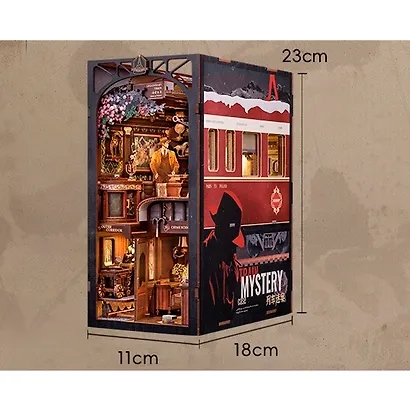 BN01 Конструктор интерьерный  – сборный домик CuteBee - Загадочное Расследование в Поезде, 338 деталей (материалы: дерево, картон, пластик, металл), со световыми эффектами (подсветка интерьера), с питанием от 2хААА батареек (не включены), серия DIY, возра - фото 10