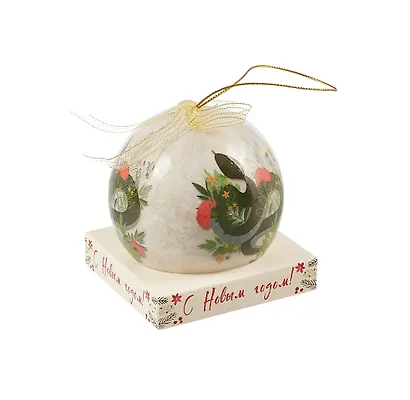 Елочный шар НГ Змейка с веточкой (пластик) (7,5см) (ПВХ Бокс) (12-TianJian-299-759227S) - фото 2