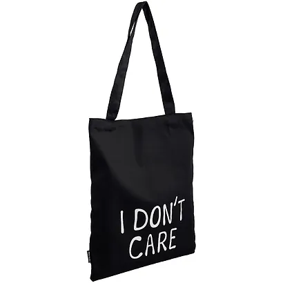 Сумка-шоппер I dont care черная, текстиль 40см.*32см. - фото 2