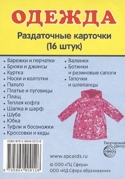 Дем. картинки СУПЕР Одежда.16 раздаточных карточек с текстом(63х87мм) - фото 4
