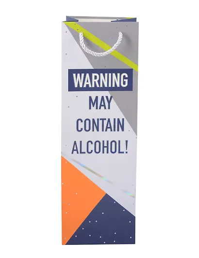 Пакет бутылочный 36*12*12 "Warning. May contain alcohol!" нейтр., бум.мат.ламинат - фото 4