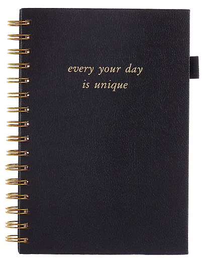 Книга для записей А5 80л кл. "Calipso" черный, иск.кожа, резинка, гребень - фото 2