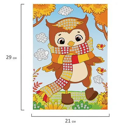 Набор для творчества Сверкающая мозаика из мягкого пластика, Сова, 21х29см, ЮНЛАНДИЯ, 662365 - фото 6