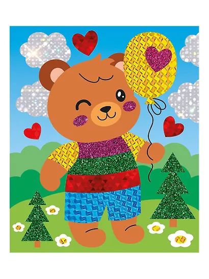 Набор для творчества. Аппликация фольгой "Медвежонок" размер 138х165 мм. 6 цветов - фото 2