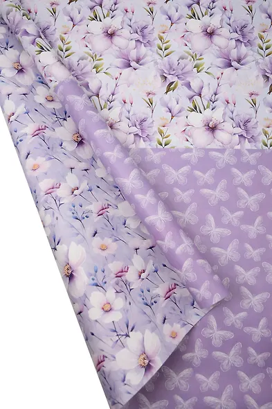 Бумага упаковочная 70*100см "Трехстороняя. Цветы" инд.уп., ассорти - фото 1