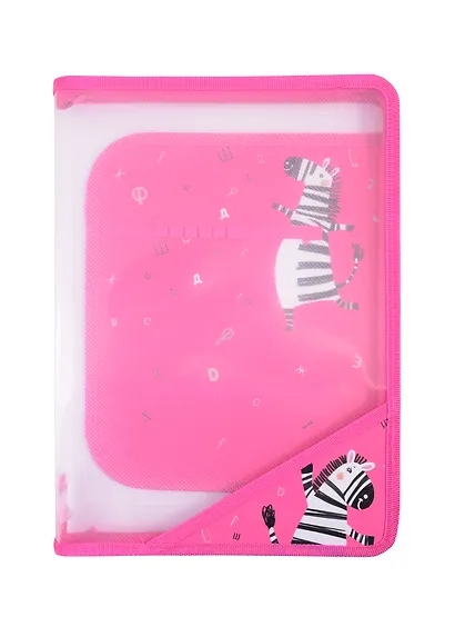 Папка для труда А4 "Танцующая зебра" пластиковая, молния с 3х сторон, внутр.блок для канц.принадлежностей - фото 1