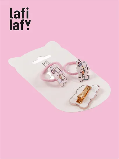 Набор Kawaii Кролики (2 резинки, 1 заколка) (пластик) (12-03907-B8) (Lafilaf) - фото 2