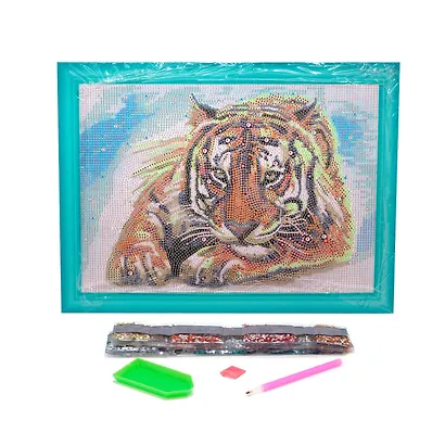 Разноразмерная мозаика на подрамнике "Полосатый хищник". 30x40 см - фото 2