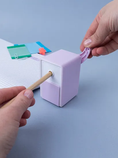 Точилка механическая для карандашей "Pastel colors", с контейнером для стружки, бело-лиловый, Yoi - фото 3