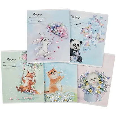 Тетрадь в клетку Феникс+, "Животные в акварели", 18 листов, в ассортименте - фото 7