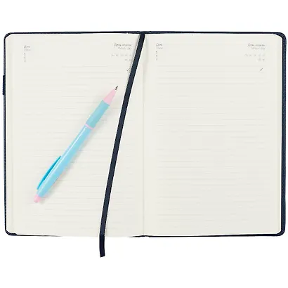 Ежедневник недат. А5 160л "Виннер" синий, кожзам, тв.переплет, обл.поролон, карман для телефона, тонир.блок, ляссе - фото 3