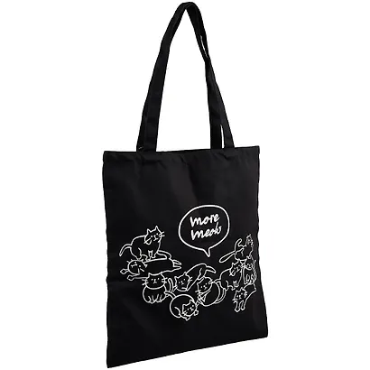 Сумка-шоппер Коты More Meow черная, текстиль 40см.*35см. - фото 2