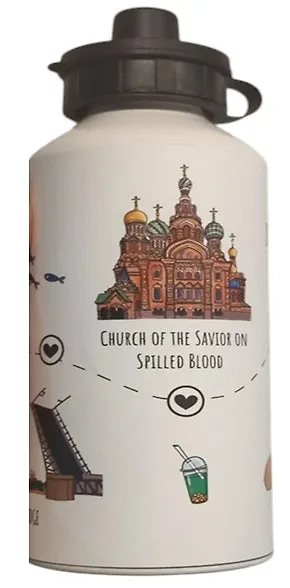 Бутылка с карабином СПб Петербургский паттерн (металл) (600мл) (БМ2025-58) - фото 1