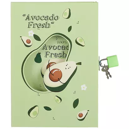 Записная книжка А6 50л "Avocado" в коробке с замочком, ассорти - фото 1