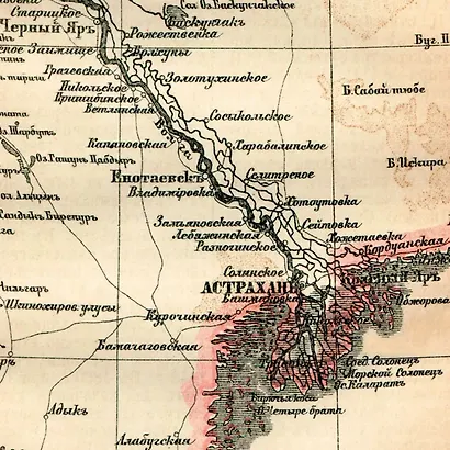 Карта-ретро Астраханской губернии, состояние на 1894 г. в картонном тубусе с подвесом - фото 4