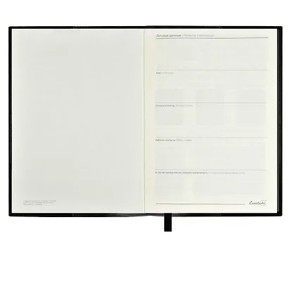 Ежедневник недат. А5+ 160л 175*245 "Шеврет" черный, кожзам, мягк.переплет, блинтовое тиснение, офсет, ляссе из иск.кожи, подар.упаковка - фото 5