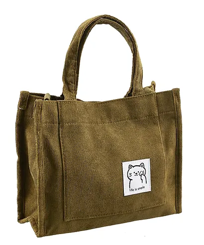 Сумка мини-шоппер с кнопкой кросс-боди оливковая (вельвет) (25х23) Bookvalno - фото 3