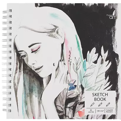 Скетчбук 165*165 50л "SKETCHBOOK. Girl power" белый офсет, нелинованн., 100г/м2, тв.обложка, евроспираль - фото 1