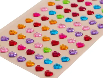 Стразы самоклеящиеся Сердечки разноцветные - фото 3