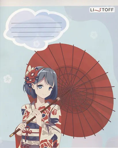 Тетрадь в клетку Listoff, "Девочка с зонтиком", 24 листа, в ассортименте - фото 2