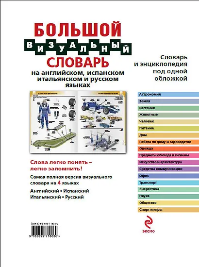 Большой визуальный словарь на английском, испанском, итальянском и русском языках - фото 2