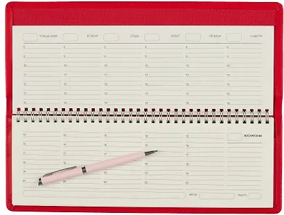 Планинг недат. 56л "Joy Book" очень красный, настольный, иск.кожа 7Б, скругл.углы, съемный тонир.блок, тисн.фольгой, евроспираль, офсет - фото 6