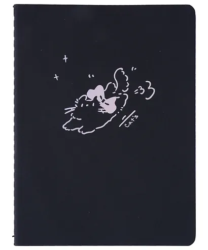 Записная книжка А6 28 листов, нелинованная, "Cat" сшивка, черный внутренний блок, в ассортименте - фото 2