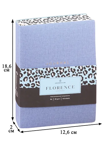 Ежедневник недатированный "Florence. Leopard", В6, 160 листов, голубой - фото 2