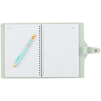 Ежедневник недат. А5 96л "Clear" мятный, иск.кожа, мягк.переплет, на резинке, ляссе - фото 2