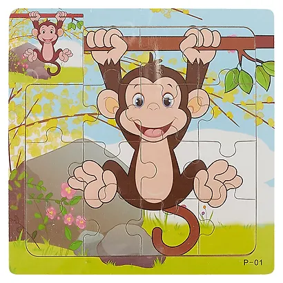 Развивающие рамки Обезьяна, 15*15см, дерево - фото 1
