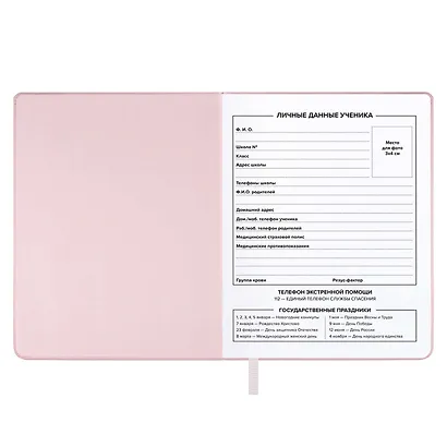 Дневник шк. "Розовые сердечки" кожзам, тв.переплёт, шелкография в одну краску, блинт.тиснение, пантон, одно ляссе, загругл.углы, универс.шпаргалка - фото 13