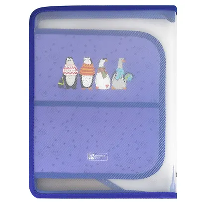 Папка для труда А4 "ПИНГВИНЫ И ГУСИ" 32,8*22,8см, пластиковая, молния с 3х сторон, внутр.блок для канц.принадлежностей - фото 8