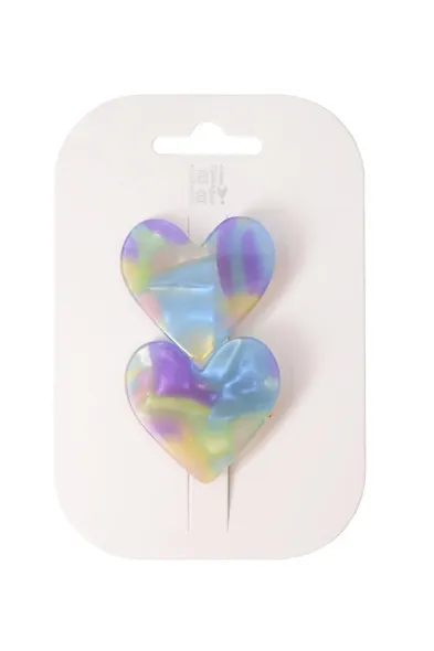 Набор заколок Сердечки разноцветные (2шт) (пластик) (4см) (12-Ava-2) (Lafilaf) - фото 1