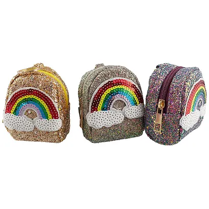 Сумочка-рюкзачок на молнии с блестками Радуга (10см) (ПВХ бокс) - фото 4