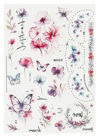 Набор наклеек-тату Цветы" - фото 5