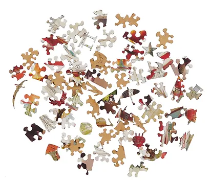 Пазл фигурный 127 элементов "Благословение небожителей. Се Лянь и Хуа Чэн с масками" в деревянной коробке - фото 3