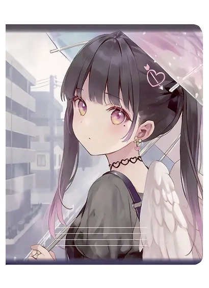 Тетрадь в клетку Эксмо, "Аниме. Девушка с крыльями под зонтиком", 48 листов - фото 1