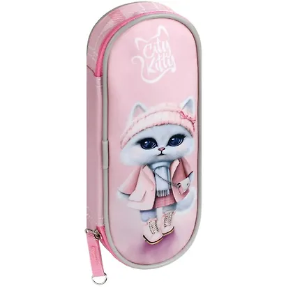 Пенал-косметичка "КОШЕЧКА В ПАЛЬТО" микрофибра, молния - фото 1