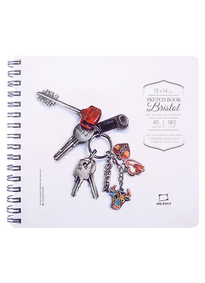Скетчбук 150*140 40л "Bristol" 180г/м2, для маркеров и графики тв.обложка, спираль - фото 1