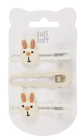 Набор заколок Зайчик мордочки матовые (3шт) (пластик) (6см) (12-03946-B88) (Lafilaf) - фото 6