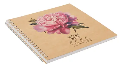 Скетчбук 190*190 30л "DRAFT and CRAFT. Peony", 180г/м2, обложка крафт картон, евроспираль - фото 2