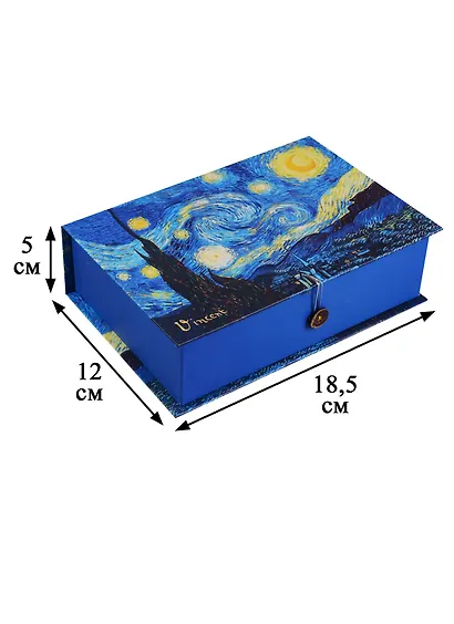 Шкатулка-книга с пуговицей картон S Звездная ночь (18,5х12х5см) - фото 3