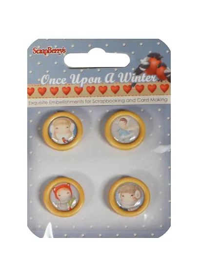 Набор деревянных пуговичек Однажды Зимой (SCB3409120) (4шт.) (упаковка) - фото 1